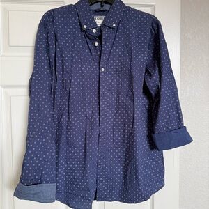 Express Men's Dark Blue Geometric Button-Down Shirt